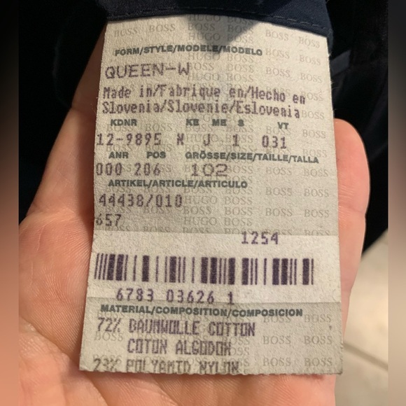 Hugo Boss QUEEN-W Navy Pinstripe Cotton Blend Blazer Jacket Size 102 - Picture 10 of 11